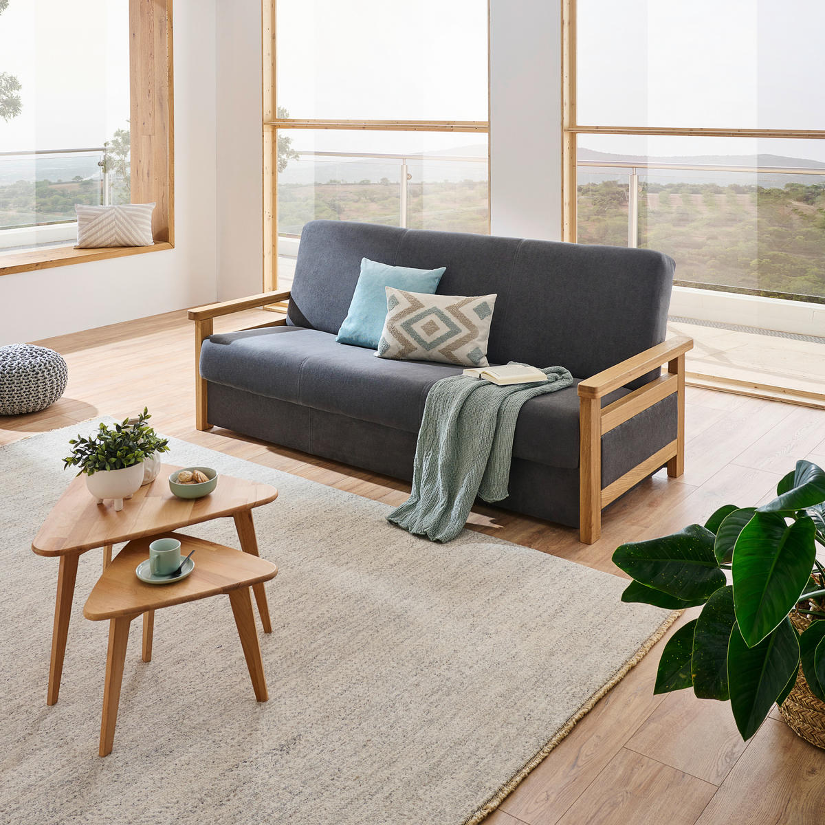 BÄDDSOFFA i grå  - grå, Klassisk, trä/textil (220/90/90cm) - Venda