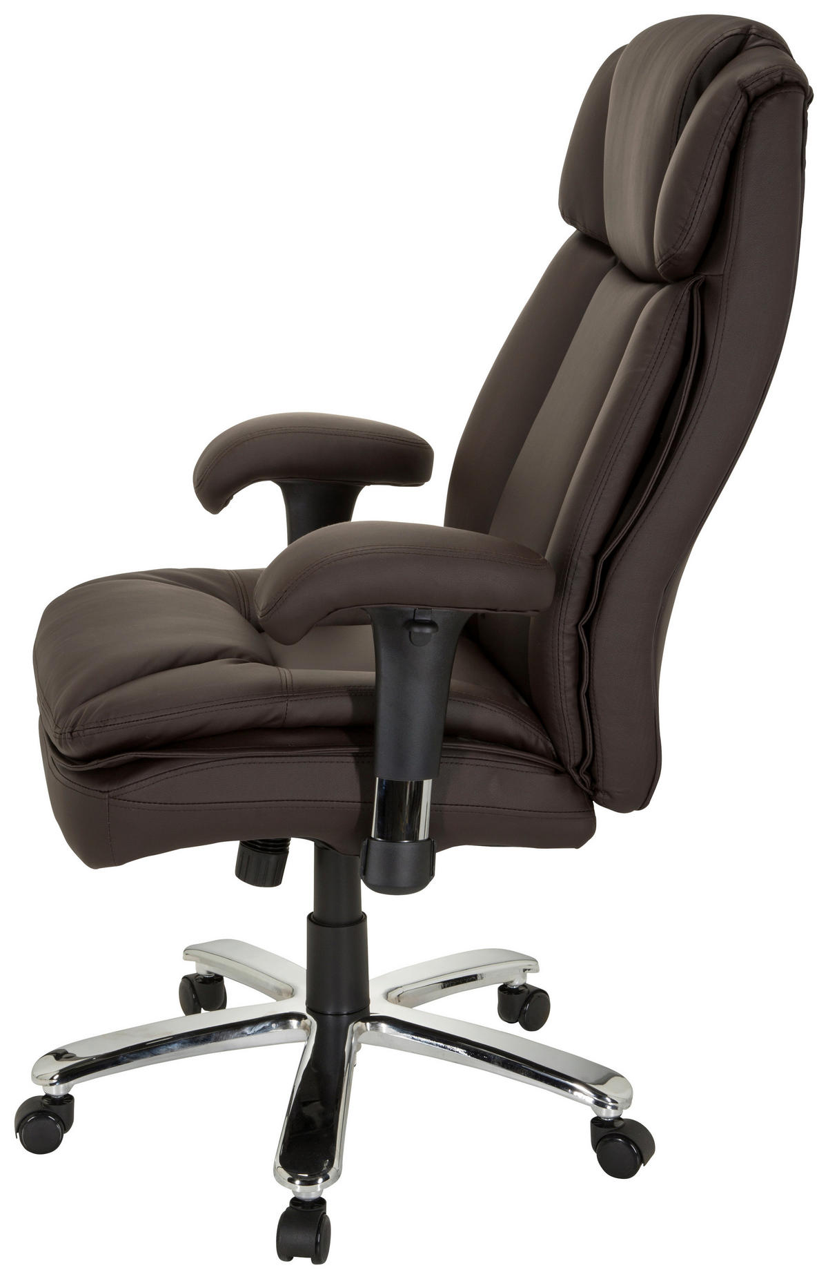 CHEFSESSEL Lederlook Dunkelbraun  - Dunkelbraun/Silberfarben, MODERN, Kunststoff/Textil (77/123/84cm) - MID.YOU