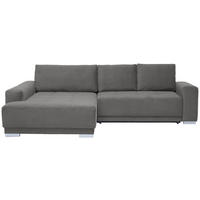 ECKSOFA 195/293 cm  in Flachgewebe Grau Rückenkissen, Bettkasten, Schlaffunktion, Rücken echt  195/293 cm  - Silberfarben/Grau, Design, Holz/Textil (195/293cm) - Cantus