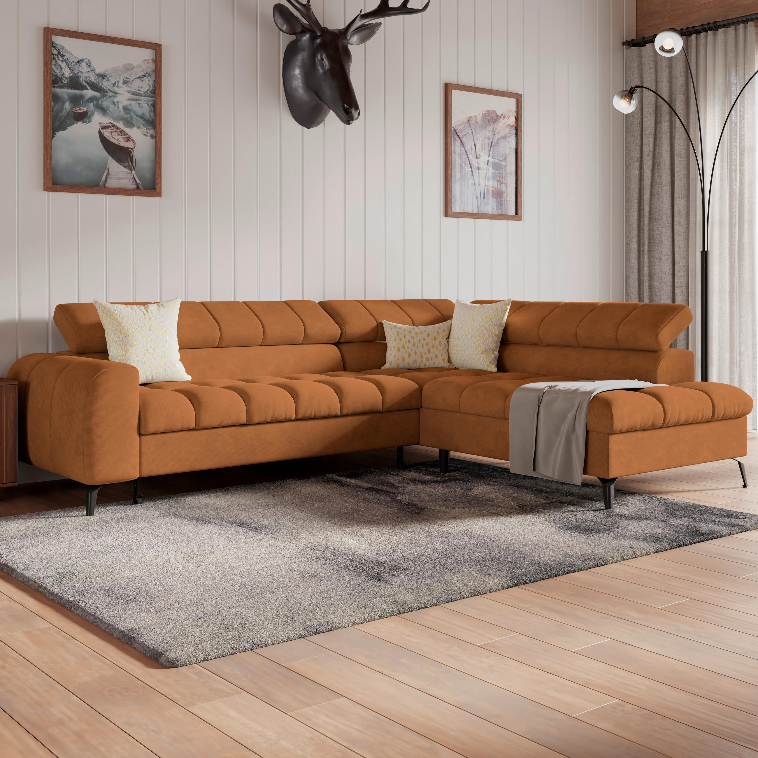 ECKSOFA in Rostfarben  - Rostfarben/Schwarz, Trend, Kunststoff/Textil (261/203cm) - Livetastic