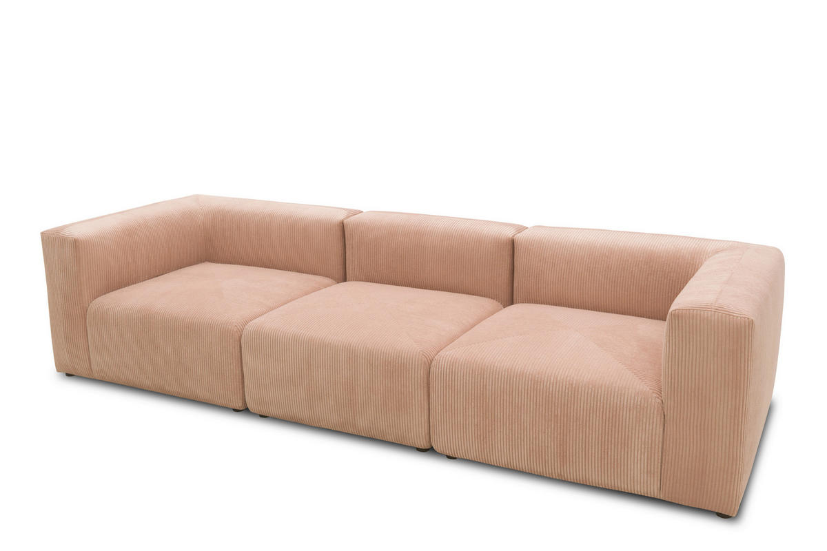 3-SITZER-SOFA Cord, Mikrofaser Rosa, Roségold  - Roségold/Schwarz, Design, Kunststoff/Textil (301/69/108cm) - MID.YOU