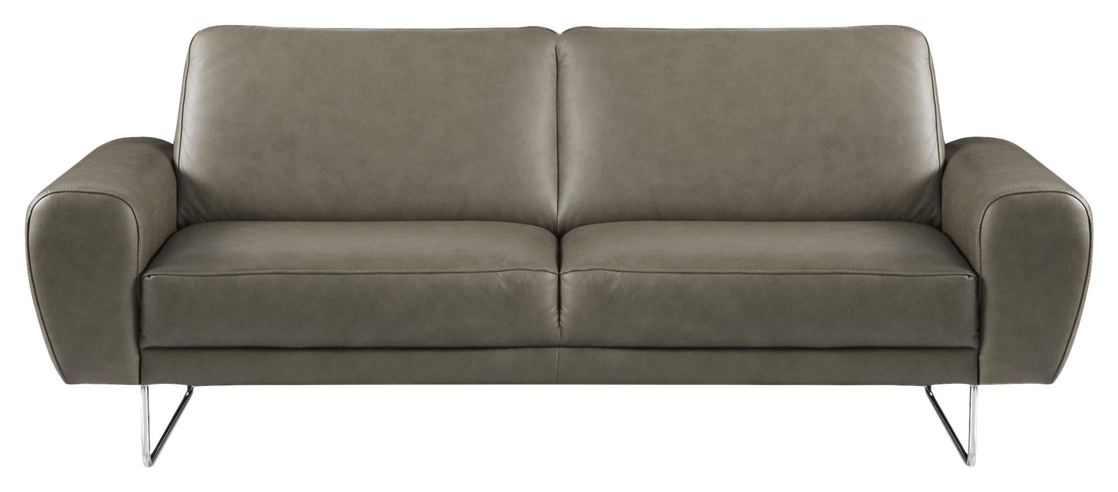 2-SITZER-SOFA in Leder Grau  - Chromfarben/Grau, Design, Leder/Metall (177/85/92cm) - Livetastic