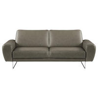 2-SITZER-SOFA in Echtleder Grau  - Chromfarben/Grau, Design, Leder/Metall (177/85/92cm) - Livetastic