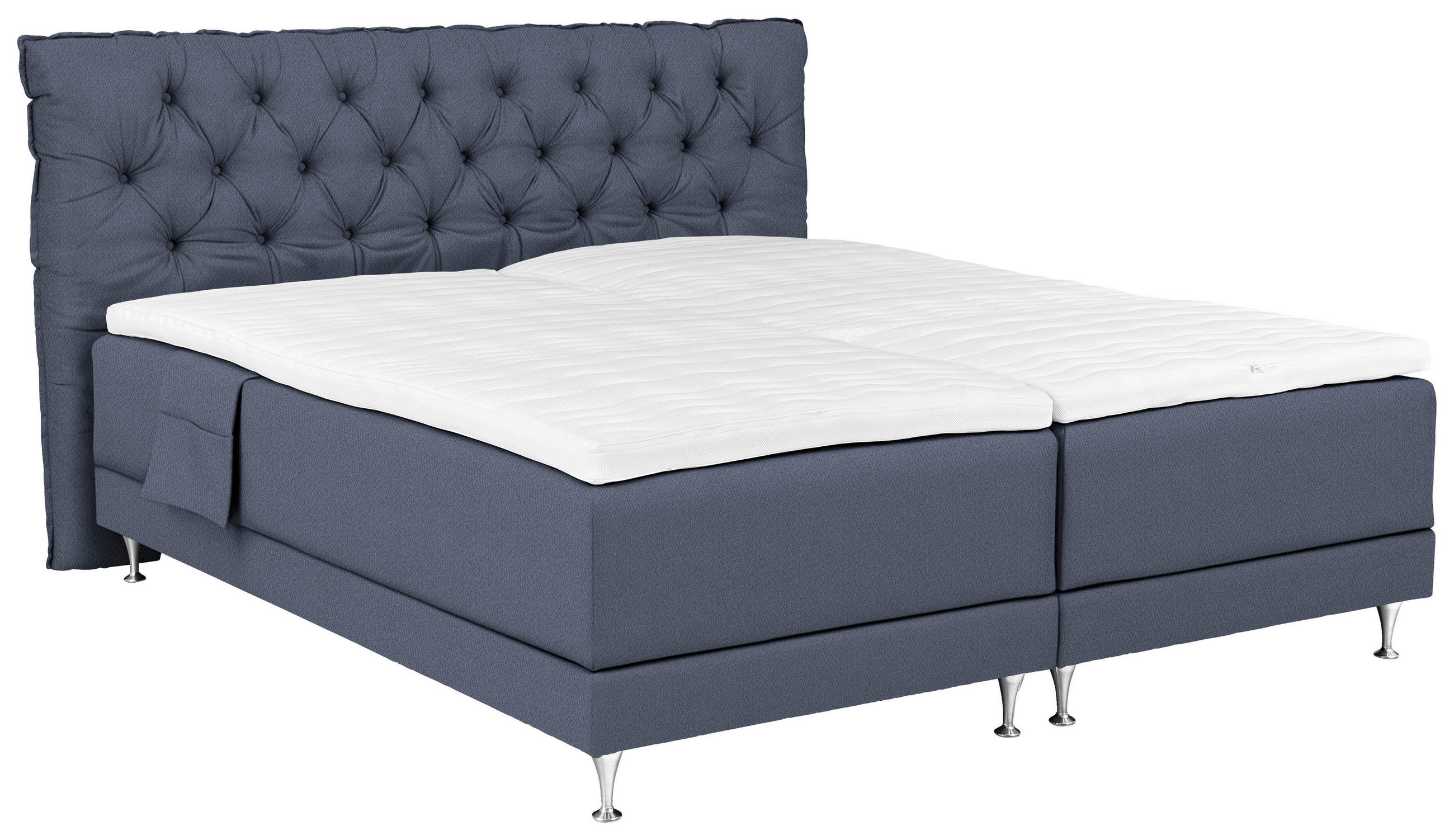 BOXSPRINGBETT 180/200 cm  in Blaugrau  - Blau/Silberfarben, Basics, Holzwerkstoff/Textil (180/200cm) - Welnova