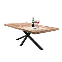 ESSTISCH 220/100/76 cm Echtholz  Holz, Metall rechteckig Naturfarben, Schwarz  - Schwarz/Naturfarben, MODERN, Holz/Metall (220/100/76cm) - MID.YOU