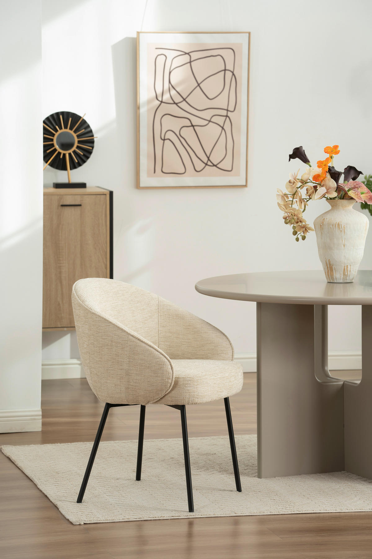 ARMLEHNSTUHL  in Eisen Leinenoptik  - Beige/Schwarz, Basics, Holz/Textil (60/81/62cm) - Livetastic