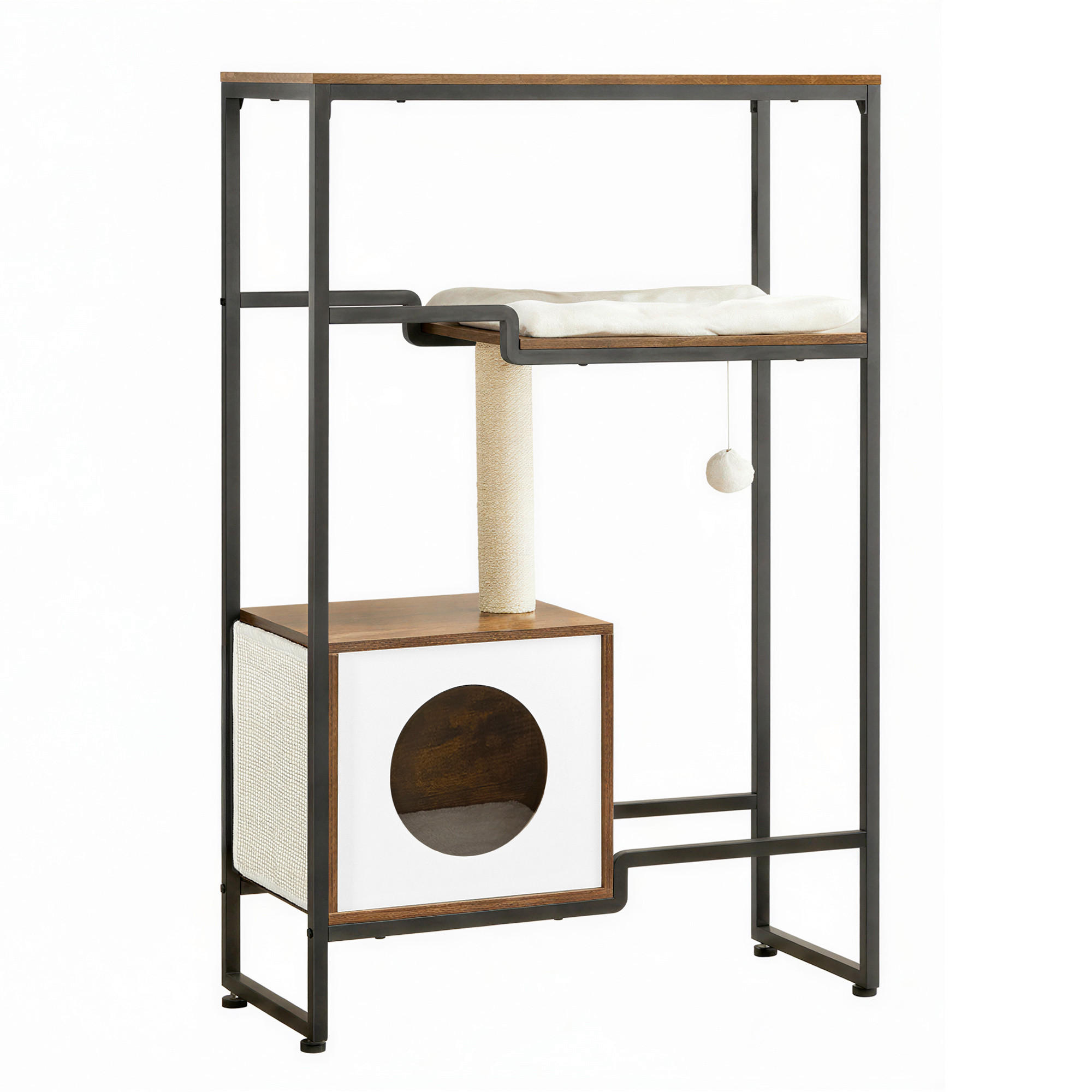KRATZBAUM - Nussbaumfarben/Schwarz, Trend, Holzwerkstoff/Textil (74/114/34cm) - Boxxx