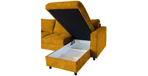 ECKSOFA Senfgelb Flachgewebe - Senfgelb/Schwarz, KONVENTIONELL, Textil/Metall (252/162cm) - Carryhome