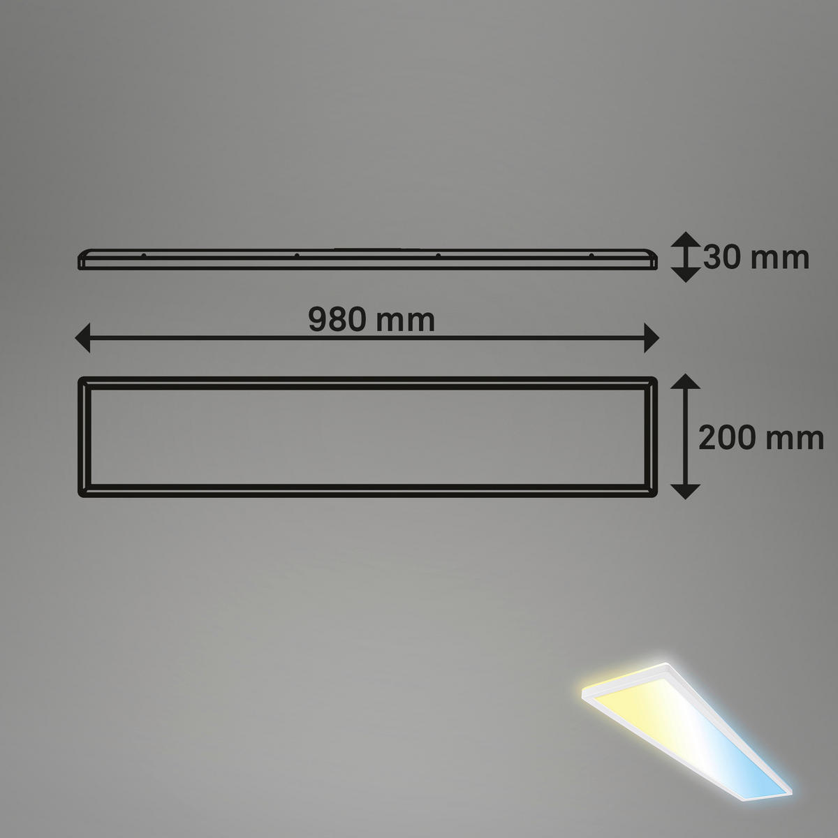 LED-PANEEL Slim 98/20/3 cm   - Weiß, Design, Kunststoff (98/20/3cm)