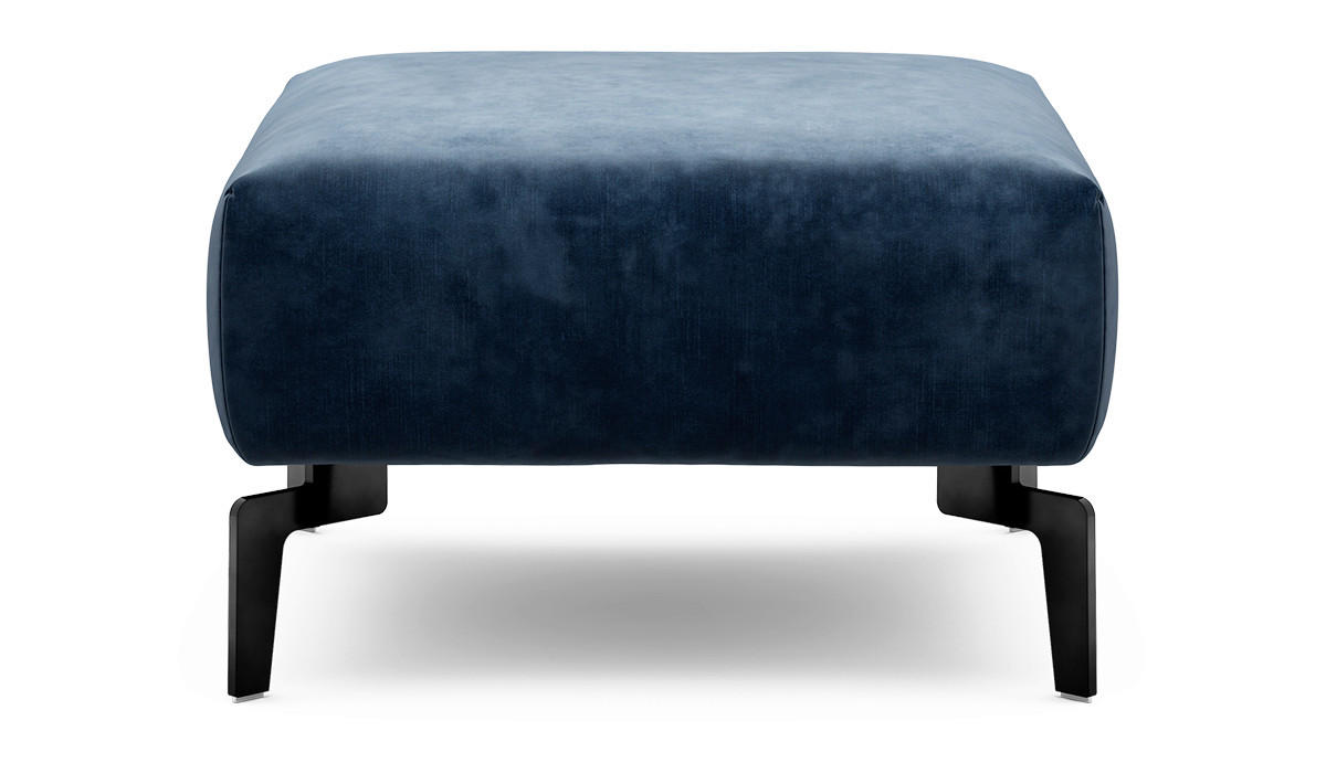 HOCKER Samt Dunkelblau  - Schwarz/Dunkelblau, Design, Textil/Metall (70/70/46cm) - SENSOO