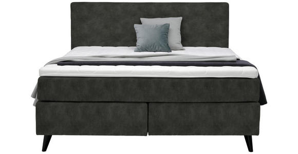 BOXSPRINGBETT 180/200 cm  in Dunkelgrau  - Dunkelgrau/Schwarz, KONVENTIONELL, Holz/Textil (180/200cm) - Voleo