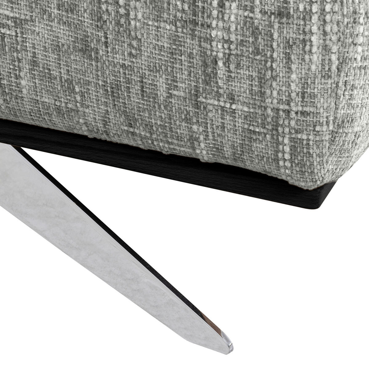 ECKSOFA PORTLAND in Struktur Grau Kopfteilverstellung  187/295 cm  - Chromfarben/Grau, Design, Holz/Textil (187/295cm) - Livetastic