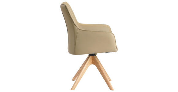 ARMLEHNSTUHL in Eisen Echtleder pigmentiert - Eichefarben/Beige, MODERN, Leder/Holz (64/87/60cm) - Novel