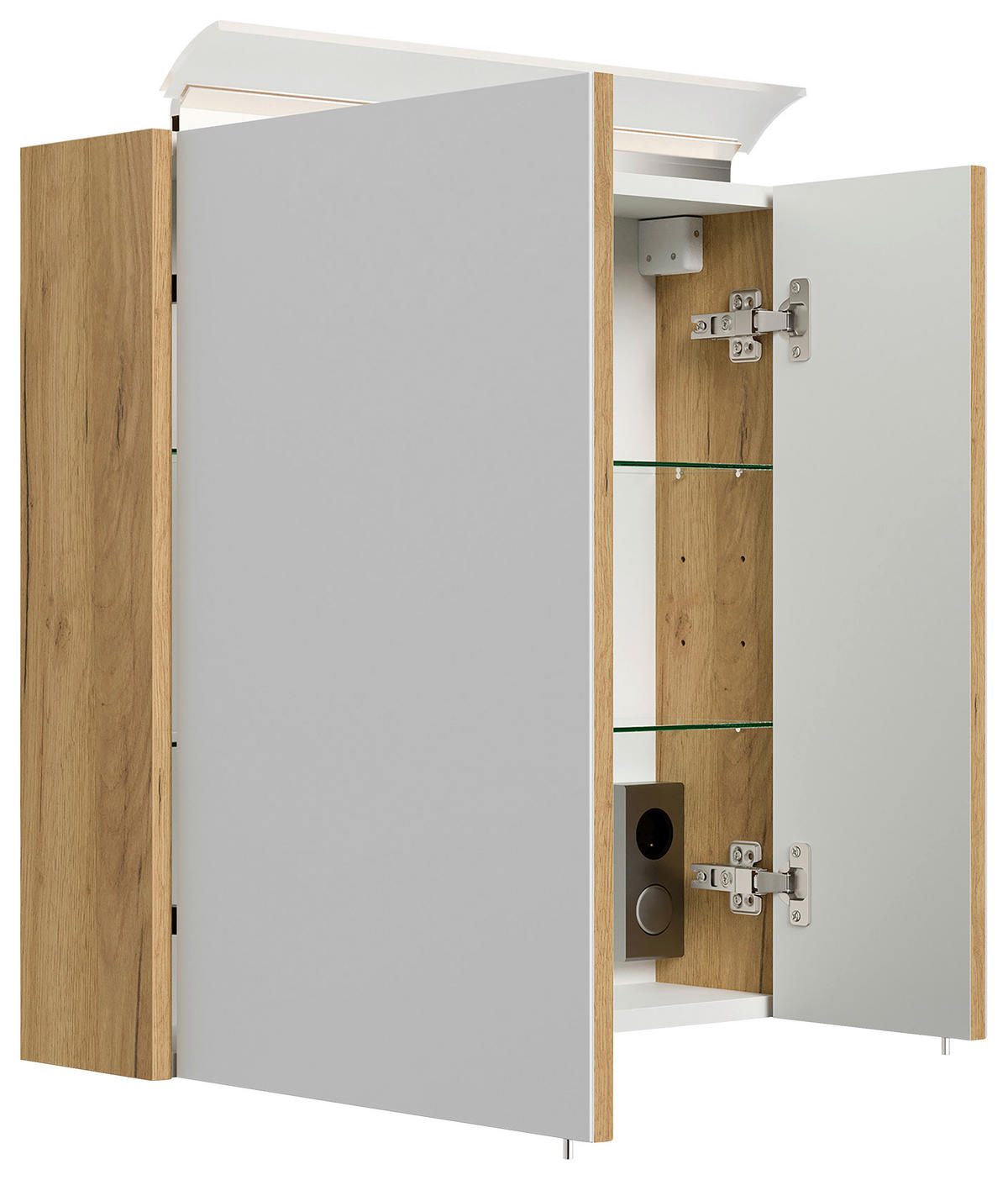 SPIEGELSCHRANK 60/62/17 cm  - Eichefarben, MODERN, Glas/Holzwerkstoff (60/62/17cm) - MID.YOU