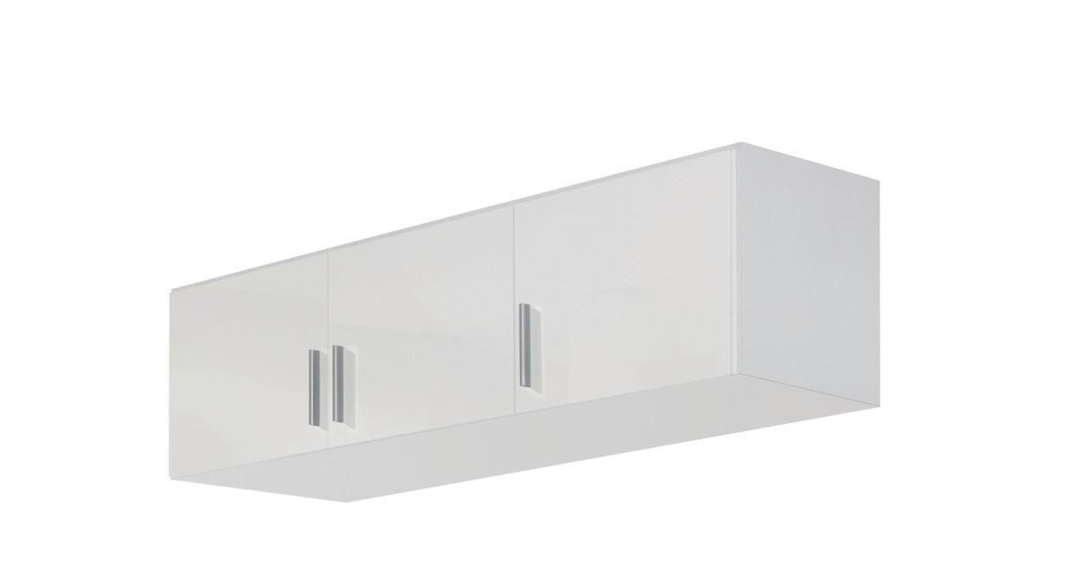 AUFSATZSCHRANK 136/39/54 cm Weiß, Weiß Hochglanz - Weiß Hochglanz/Alufarben, Design, Kunststoff (136/39/54cm) - Carryhome