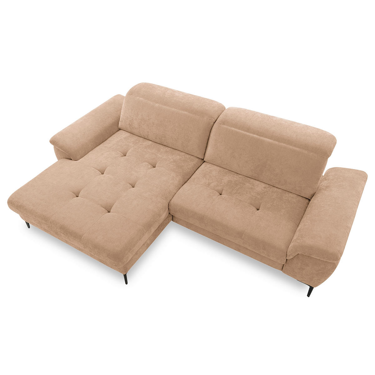 ECKSOFA 195/268 cm PRADO in Webstoff Rotbraun Bettkasten, Kopfteilverstellung, Sitztiefenverstellung  195/268 cm  - Rotbraun/Schwarz, Design, Textil/Metall (195/268cm) - Livetastic