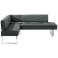 ECKBANK 165/227 cm  in Edelstahlfarben, Dunkelgrau  - Edelstahlfarben/Dunkelgrau, Design, Textil/Metall (165/227cm) - Moderano