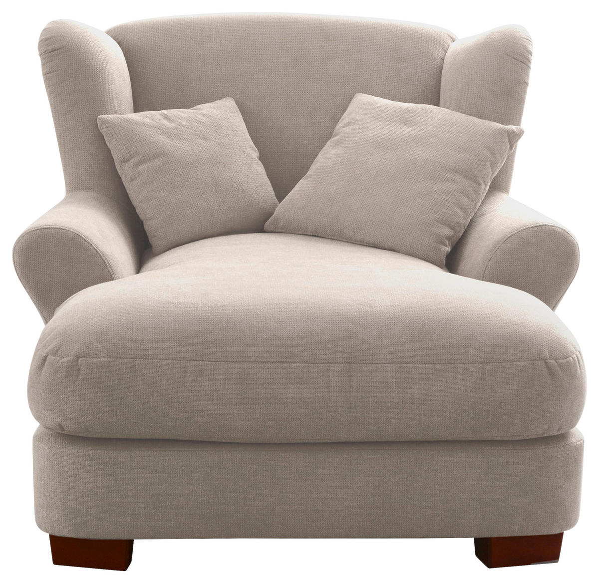 XXL-SESSEL Flachgewebe Creme    - Creme, ROMANTIK / LANDHAUS, Holz/Textil (120/101/142cm) - Cantus