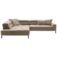 ECKSOFA in Cord Taupe  - Taupe/Schwarz, Konventionell, Textil/Metall (219/311cm) - Hom`in