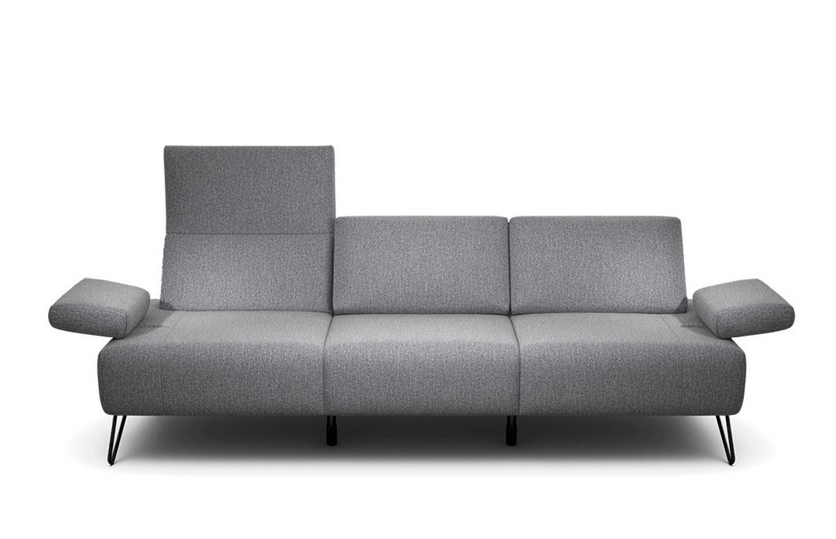 3-SITZER-SOFA Chenille Anthrazit  - Anthrazit/Schwarz, Design, Textil/Metall (234-264/85/86-94cm) - SENSOO