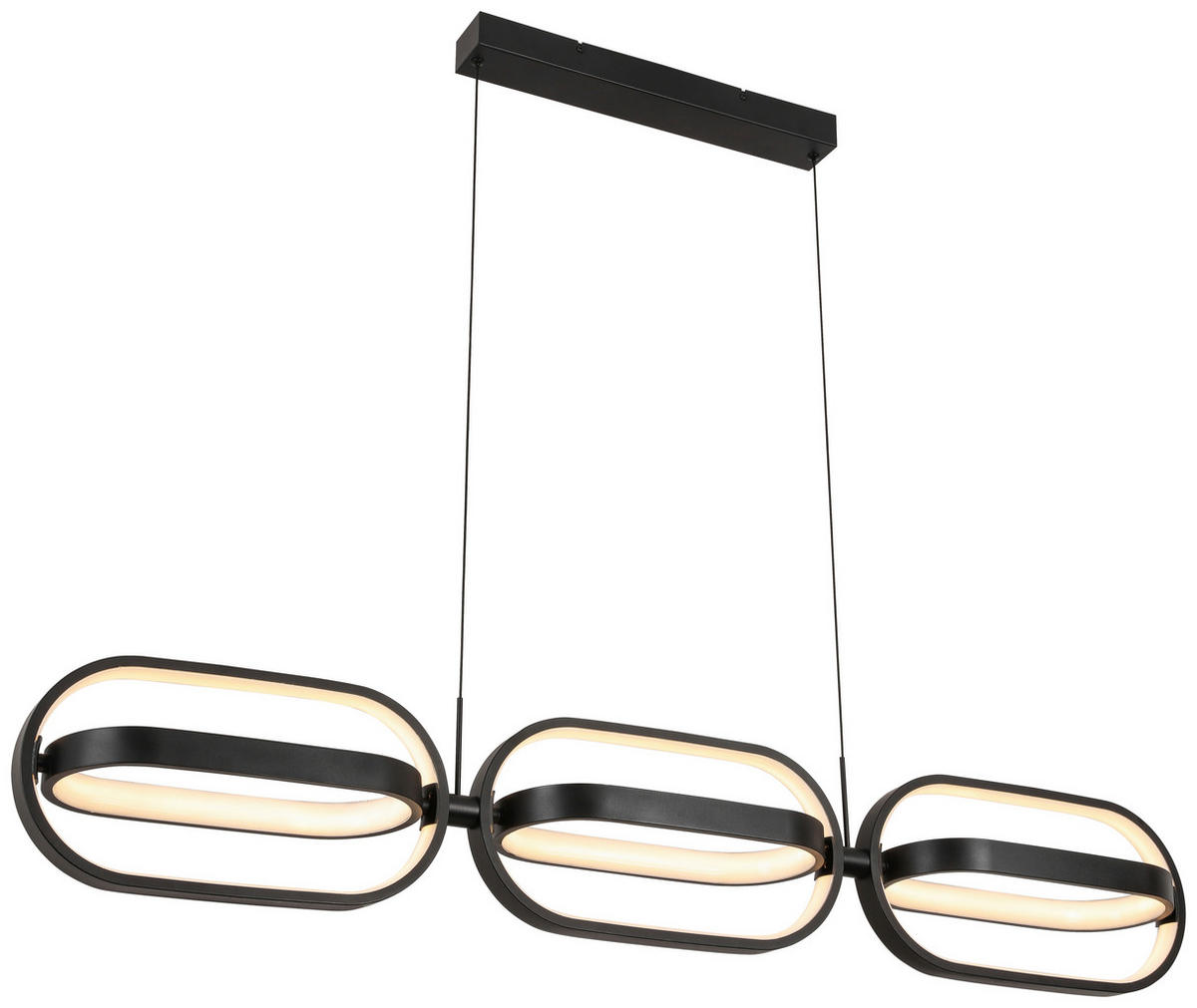 ZÁVESNÉ LED SVIETIDLO, 123/21/250 cm  - čierna, Design, kov/plast (123/21/250cm) - Novel