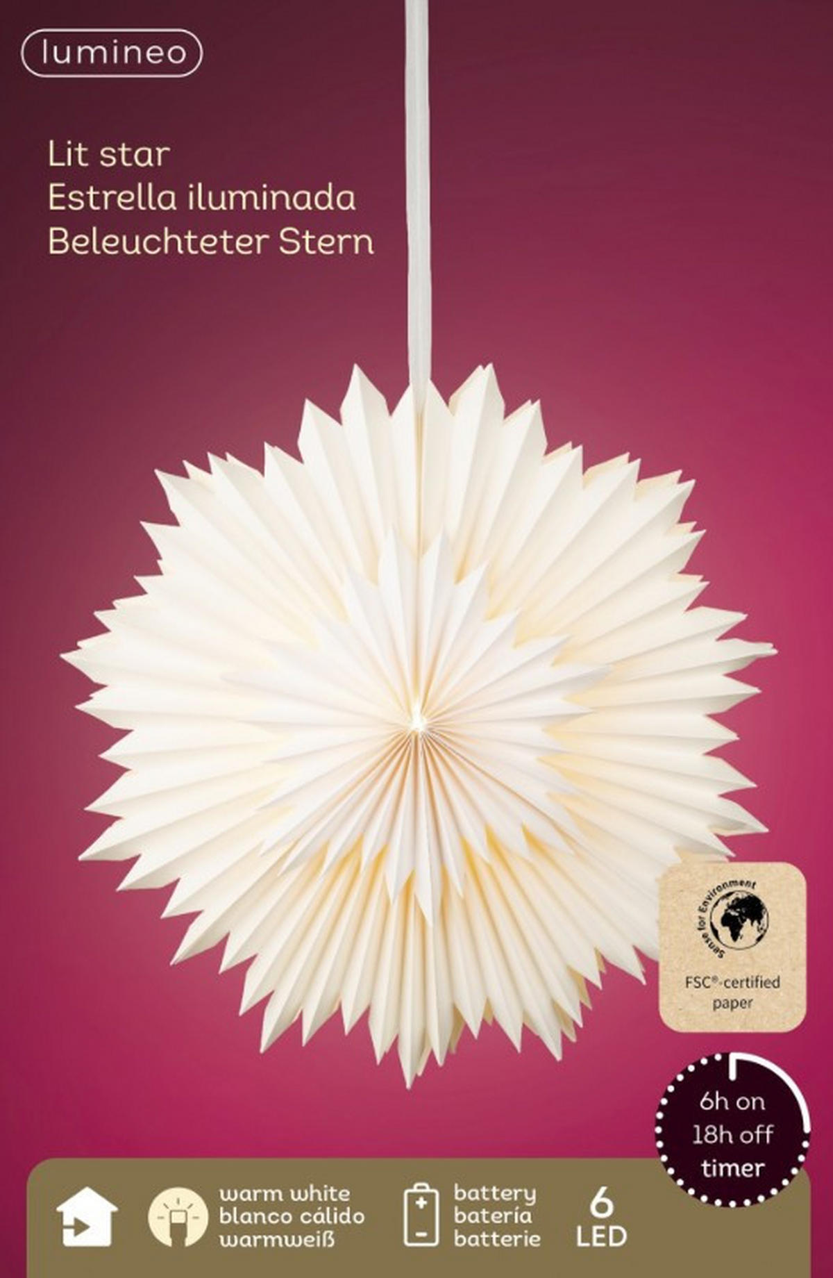 LED-DEKOLEUCHTE 15/0/0 cm  - Weiß, Basics, Papier (15/0/0cm)