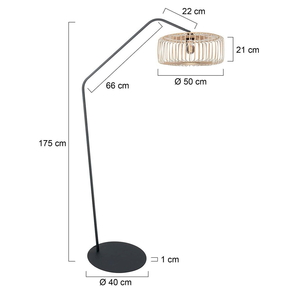 STEHLEUCHTE - Beige/Schwarz, Trend, Textil/Metall (50/173/70cm)