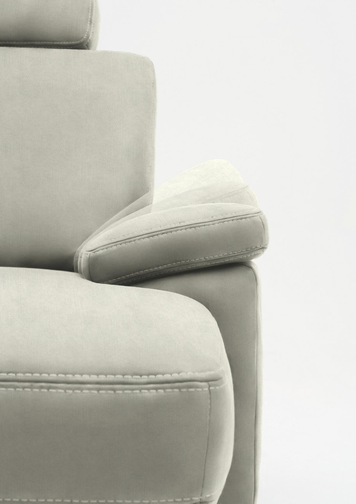 WOHNLANDSCHAFT in Velours Ecru  - Ecru/Eichefarben, Konventionell, Holz/Textil (167/316/235cm) - Beldomo System