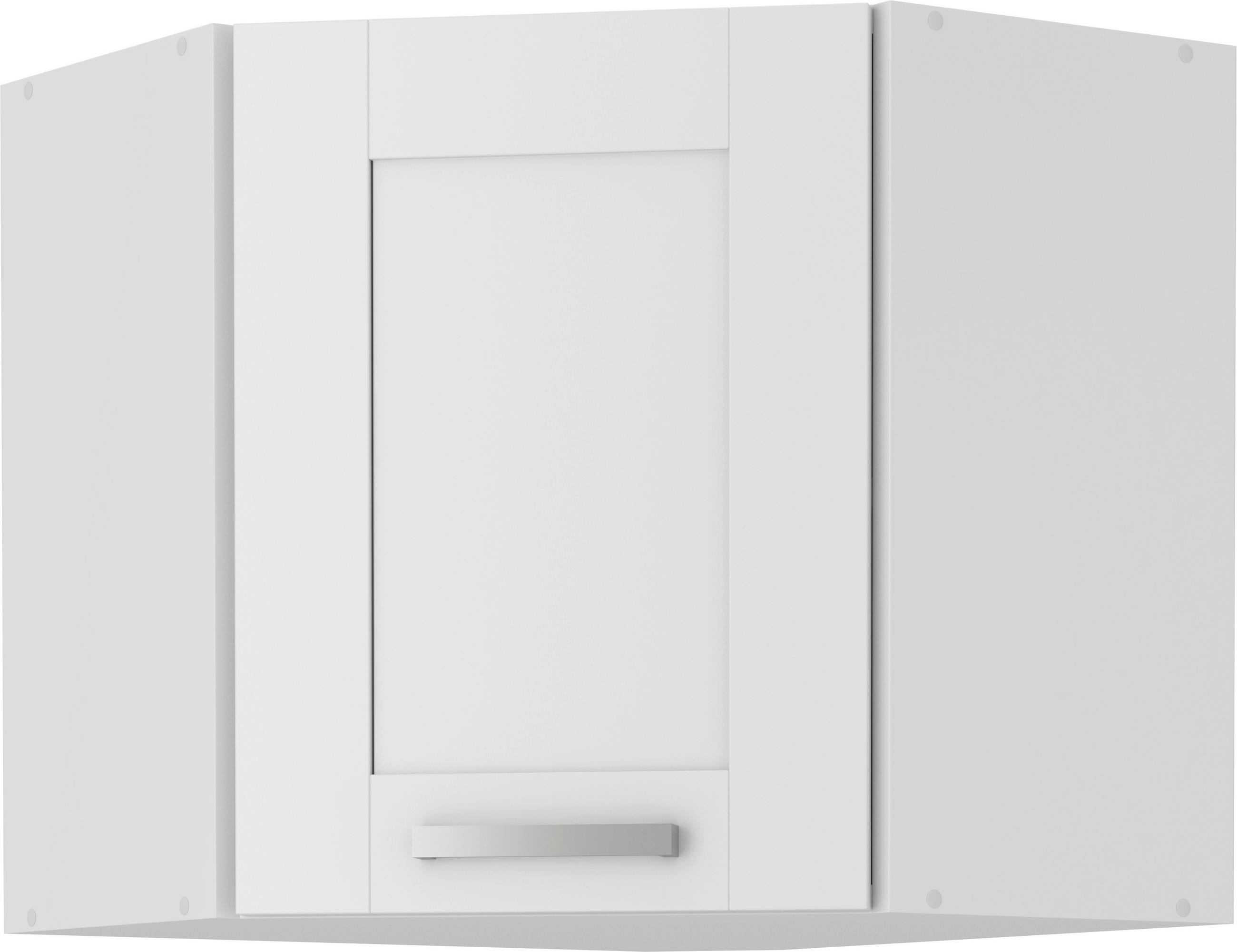 ECKOBERSCHRANK 60/58/31 cm in Weiß - Silberfarben/Weiß, ROMANTIK / LANDHAUS, Holzwerkstoff/Metall (60/58/31cm) - MID.YOU