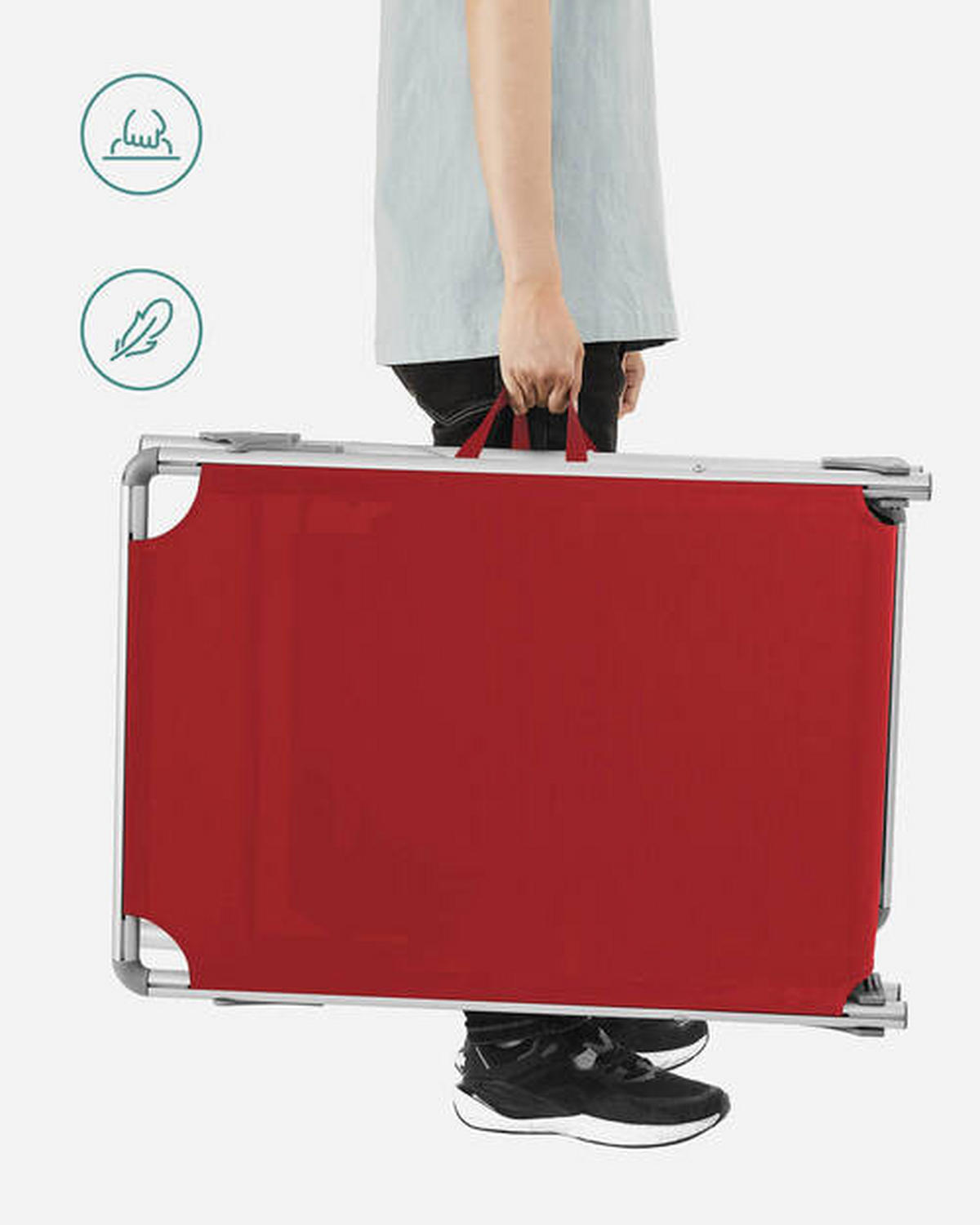 GARTENLIEGE 55/31/193 cm  - Rot/Alufarben, MODERN, Textil/Metall (55/31/193cm) - Modante