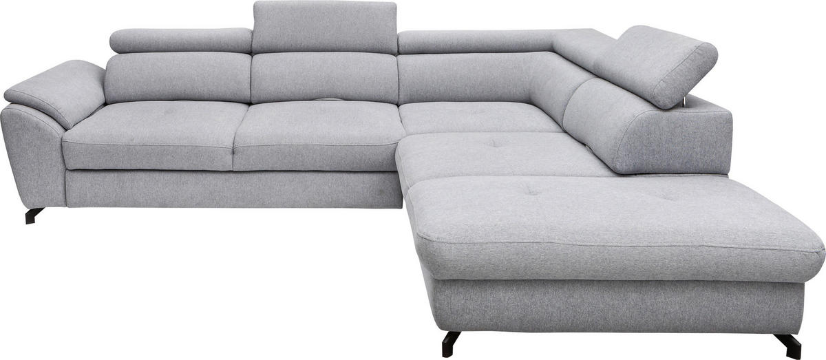 SAROKGARNITÚRA textil szürke  - króm/szürke, Modern, textil/fém (237/277cm) - Hom`in