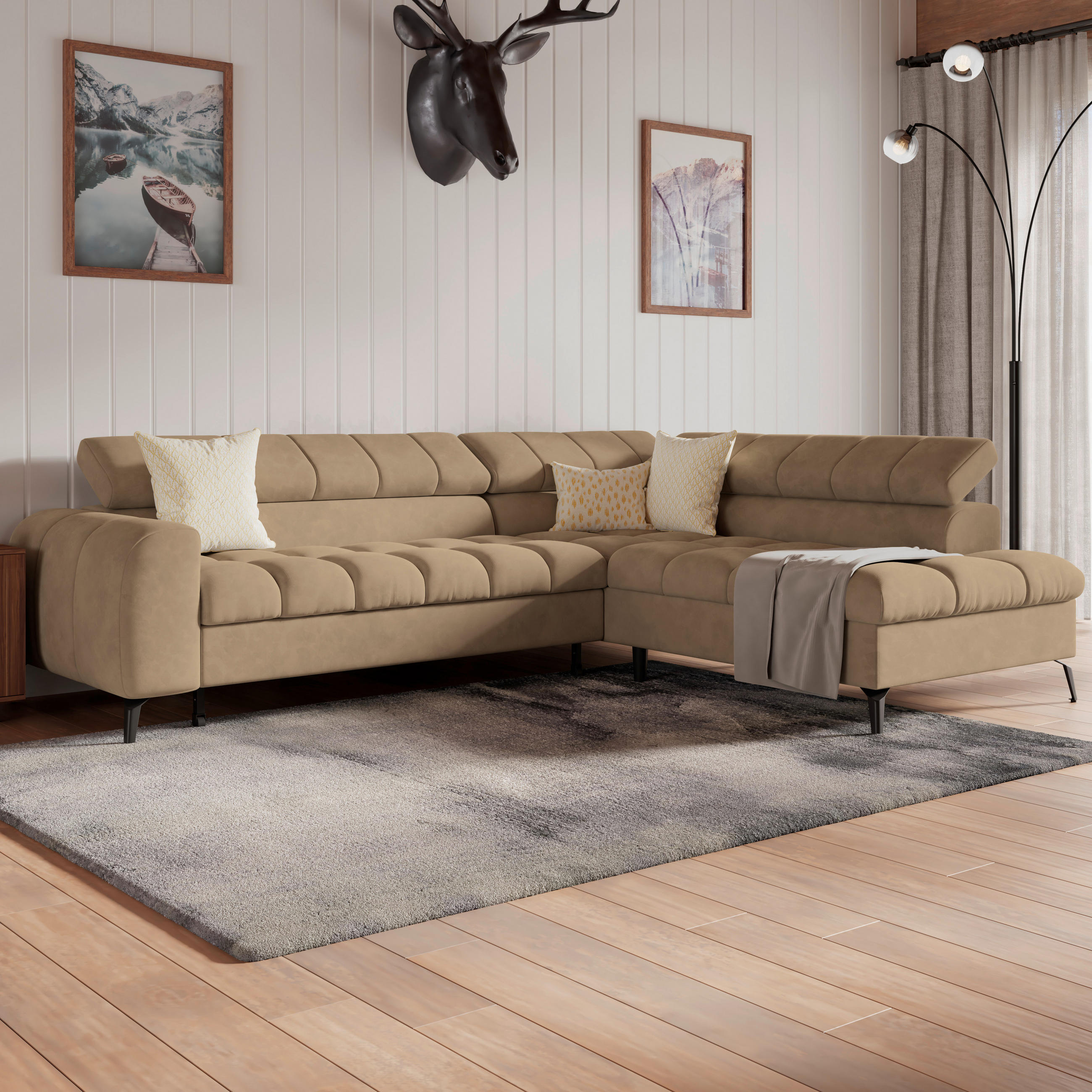 ECKSOFA in Braun  - Schwarz/Braun, Trend, Kunststoff/Textil (261/203cm) - Livetastic