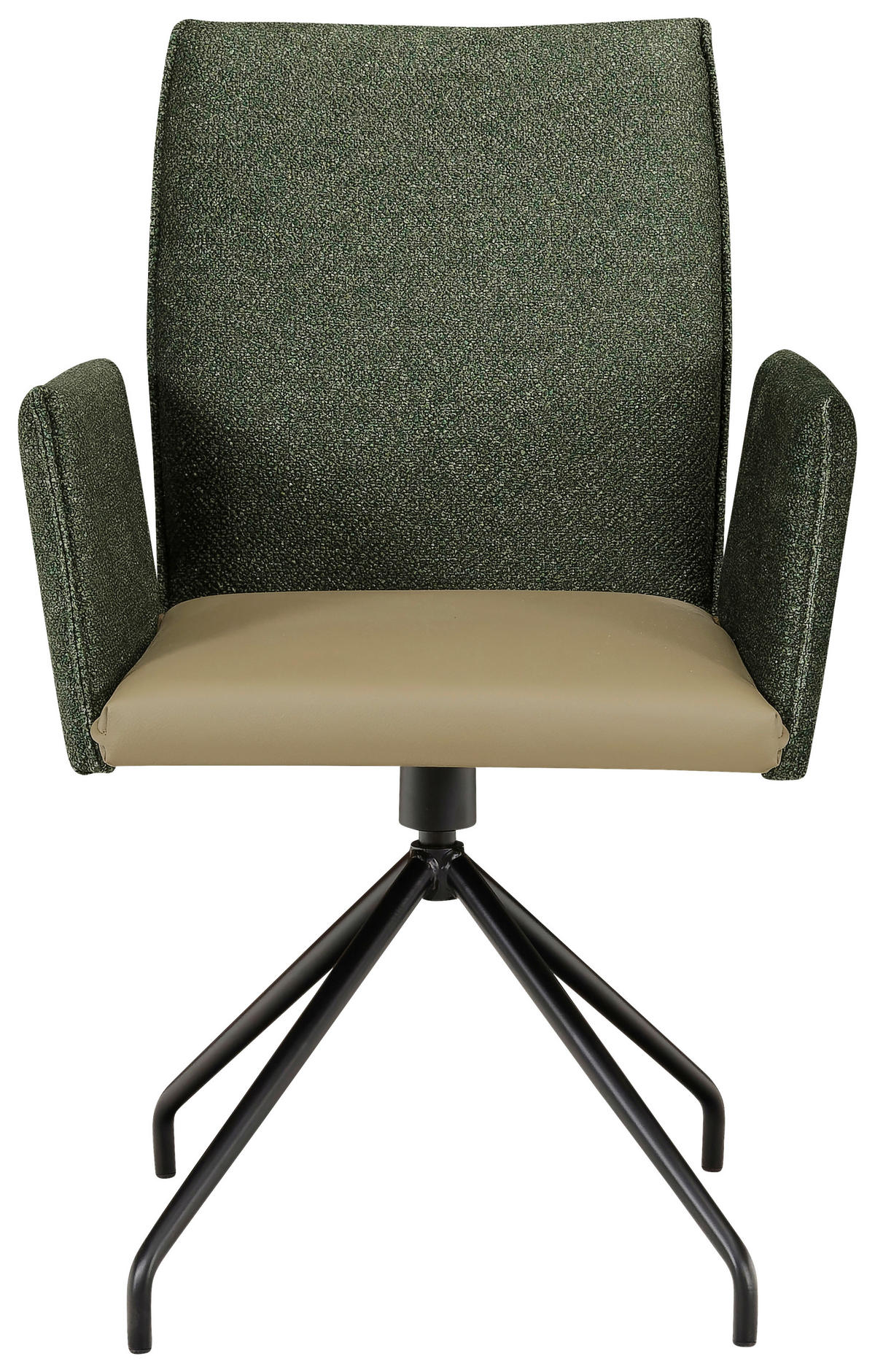 ARMLEHNSTUHL  Stoffauswahl, Typenauswahl, Sitzfläche 360° drehbar Mikrofaser  - Schwarz/Olivgrün, Design, Textil/Metall (60/91/60cm) - Moderano