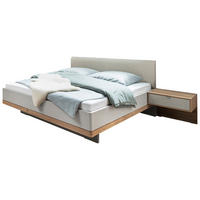 ÁGY  szürke, tölgyfa színű  - tölgyfa színű/szürke, Design, faalapú anyag/textil (189/215cm) - Venda