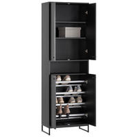 SCHUHSCHRANK  in 60,2/185,5/33,1 cm  - Schwarz, LIFESTYLE, Holzwerkstoff/Metall (60,2/185,5/33,1cm) - MID.YOU