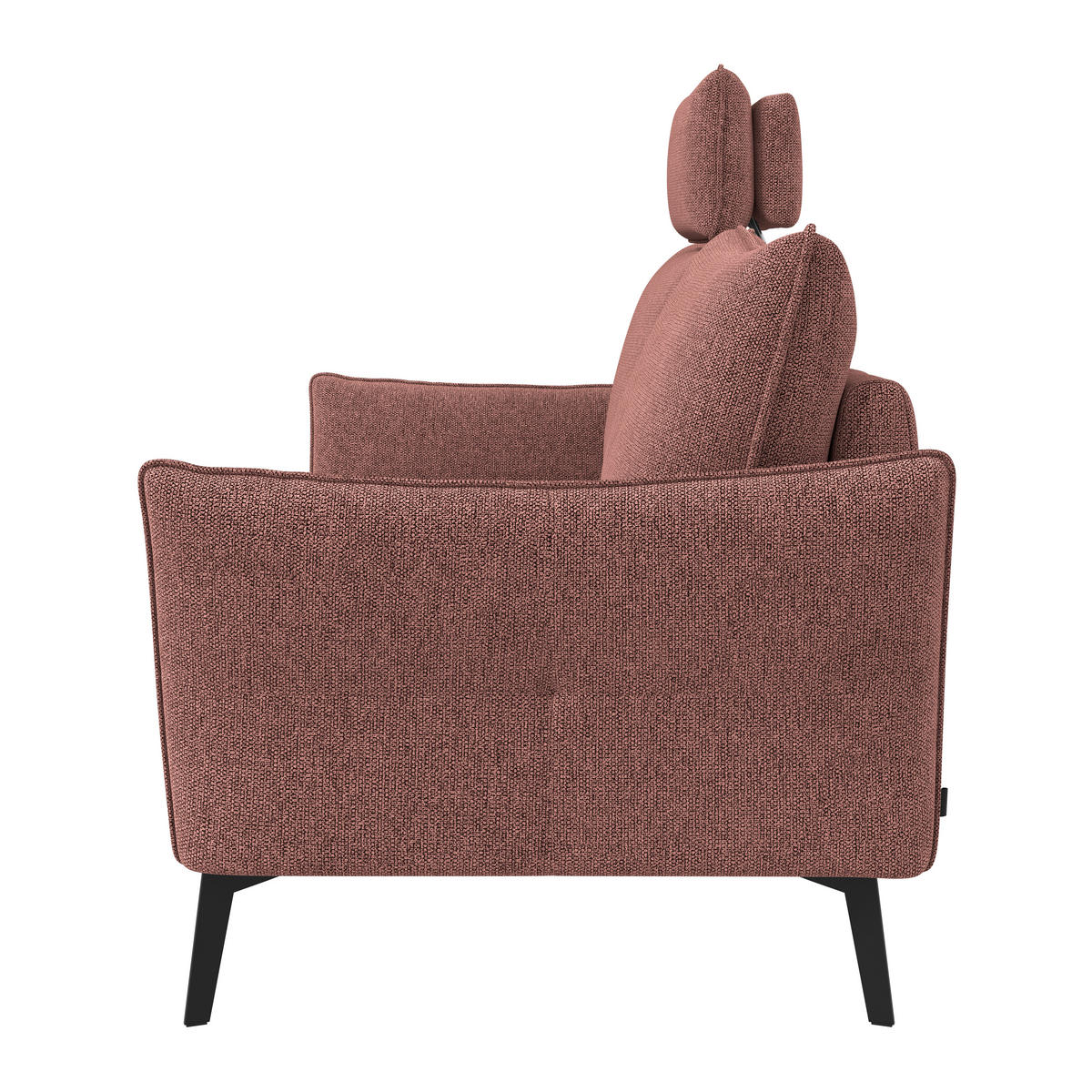 3-SITZER-SOFA Chenille Bordeaux  - Bordeaux/Schwarz, Konventionell, Textil/Metall (184/90/92cm) - Elegando