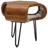 MASĂ AUXILIARĂ in lemn  - negru/culoare lemn acacia, Design, lemn (55/45/45cm) - Livetastic
