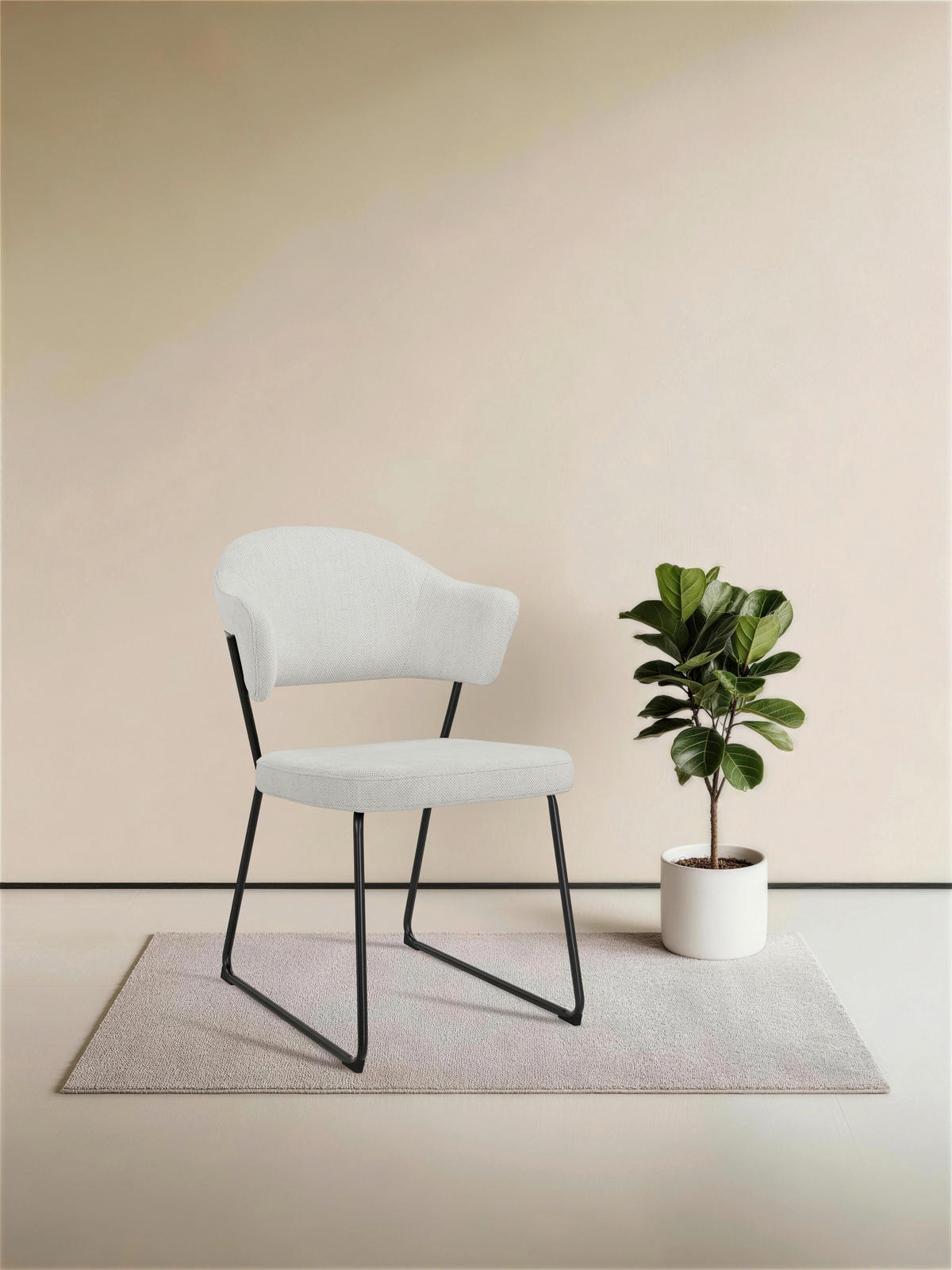 STUHL - Creme/Schwarz, Design, Textil/Metall (57/82/62cm) - Novel