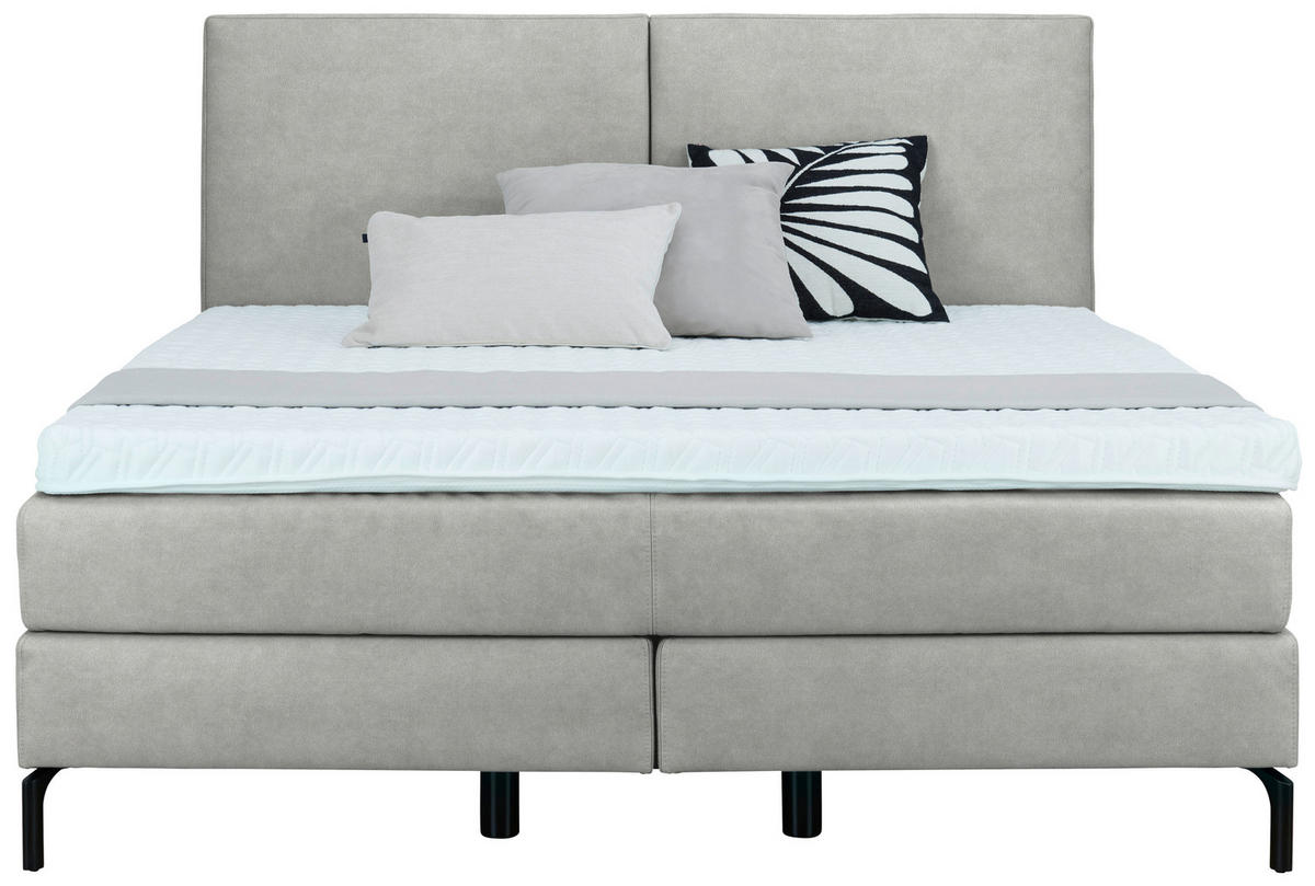 BOXSPRINGBETT 160/200 cm  in Hellgrau  - Hellgrau/Schwarz, Konventionell, Textil/Metall (160/200cm) - Dieter Knoll