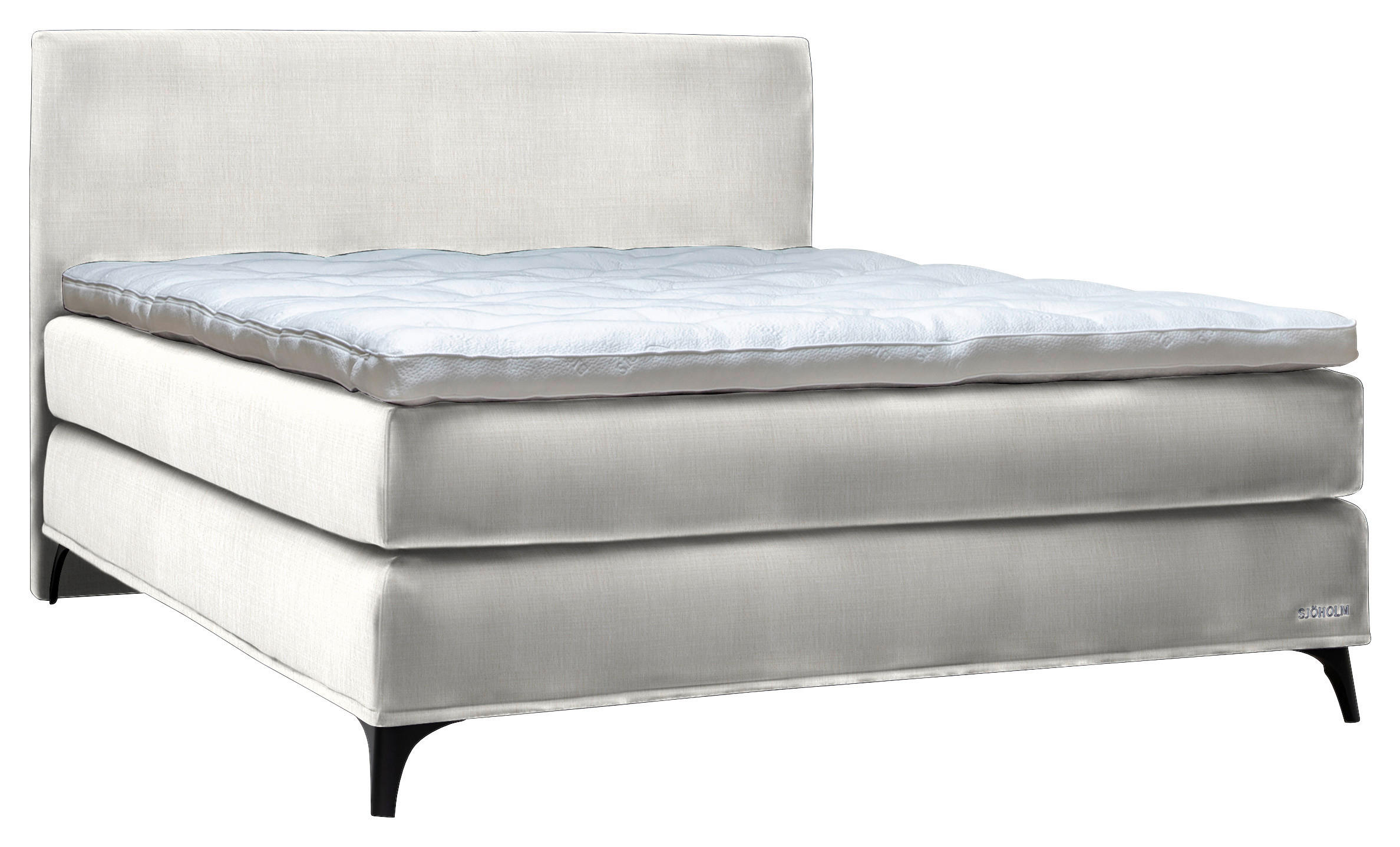 BOXSPRINGBETT 180/200 cm,  in Weiß, Matratze, Topper, H2 + H2 = mittel  - Schwarz/Weiß, KONVENTIONELL, Holz/Textil (180/200cm) - Sjöholm