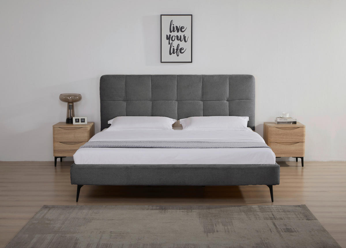 POLSTERBETT 180/200 cm,  in Dunkelgrau,  - Dunkelgrau/Schwarz, Design, Holz/Textil (180/200cm) - Boxxx
