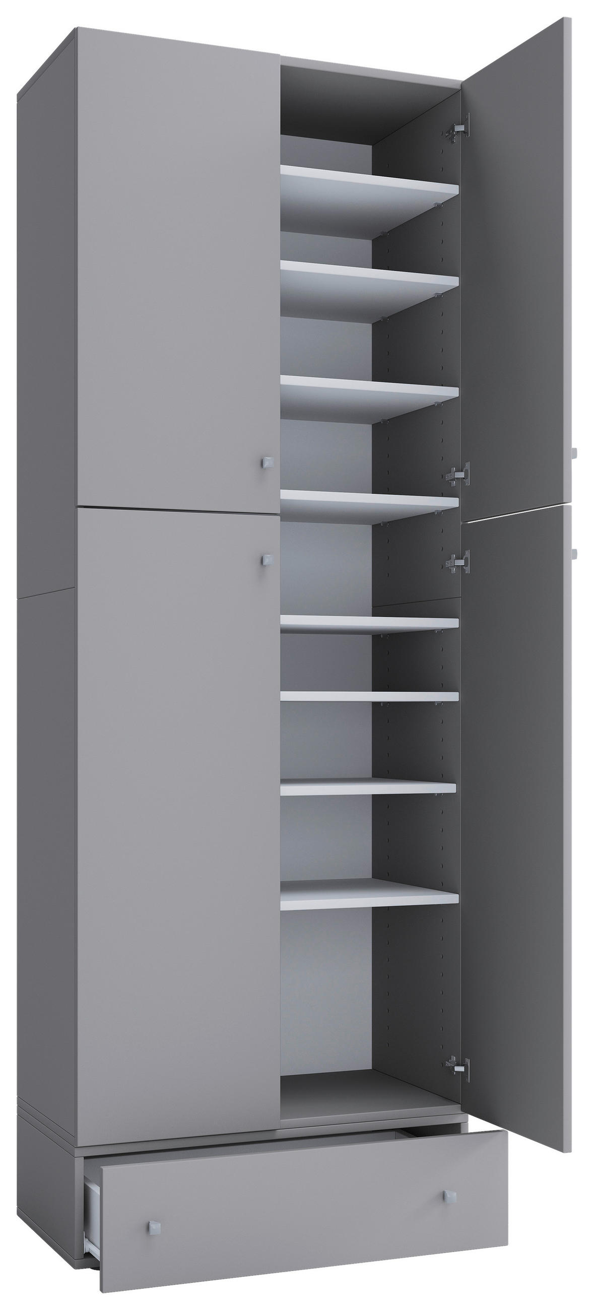 SCHUHSCHRANK  in 70/200/39 cm  - Schwarz/Grau, MODERN, Holzwerkstoff/Kunststoff (70/200/39cm) - MID.YOU