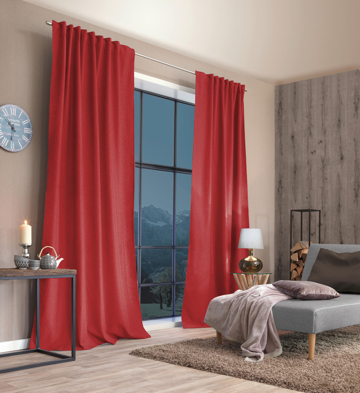 WÄRMESCHUTZVORHANG ESKIMO blickdicht 135/145 cm   - Bordeaux, Basics, Textil (135/145cm)