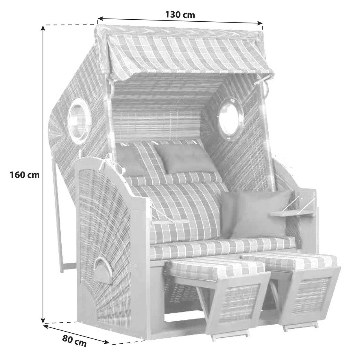 STRANDKORB - Rot/Grau, Basics, Holz/Textil (130/160/80cm)