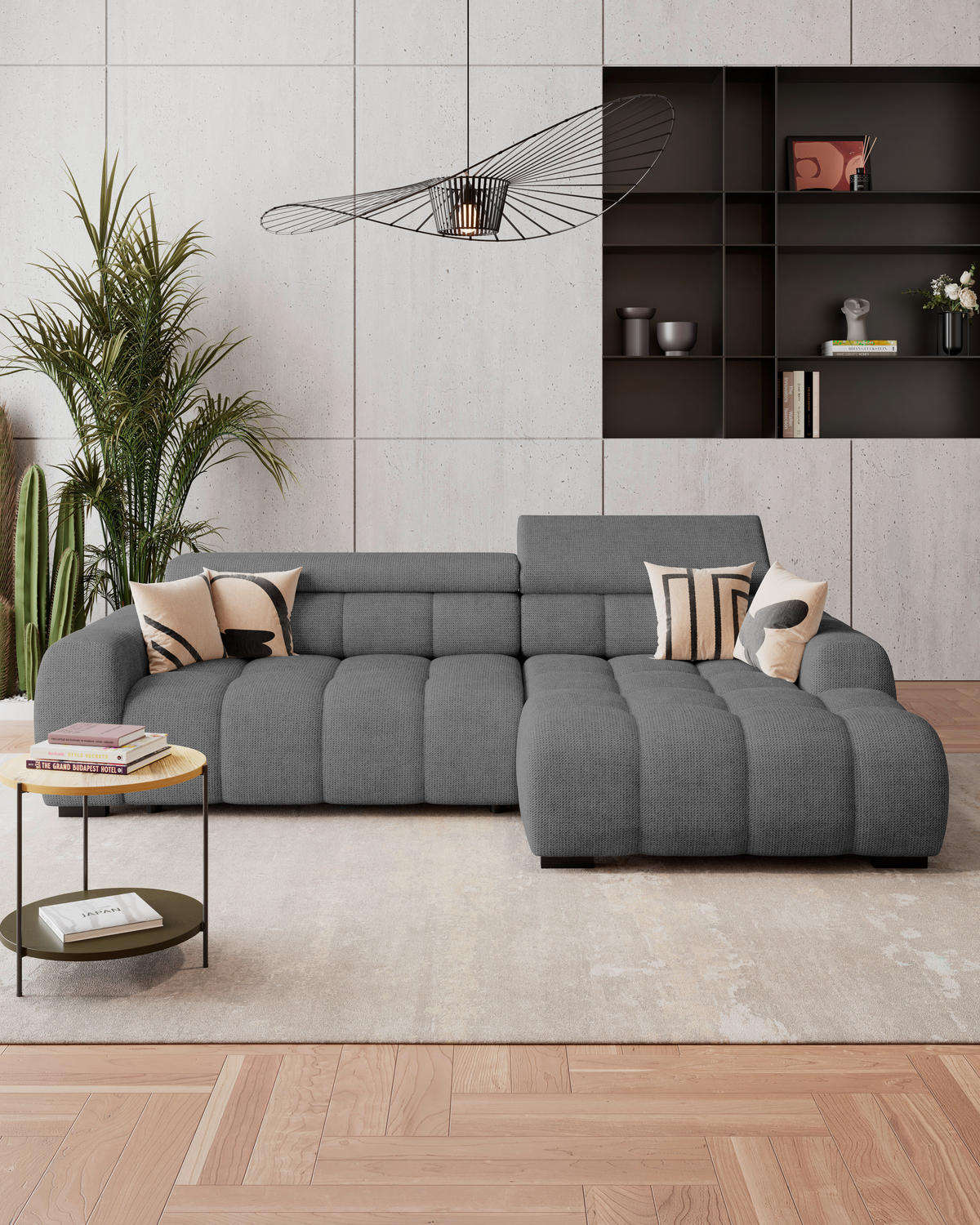 HÖRNSOFFA i vävt tyg antracit  - svart/antracit, Trend, textil/plast (285/168cm) - Livetastic