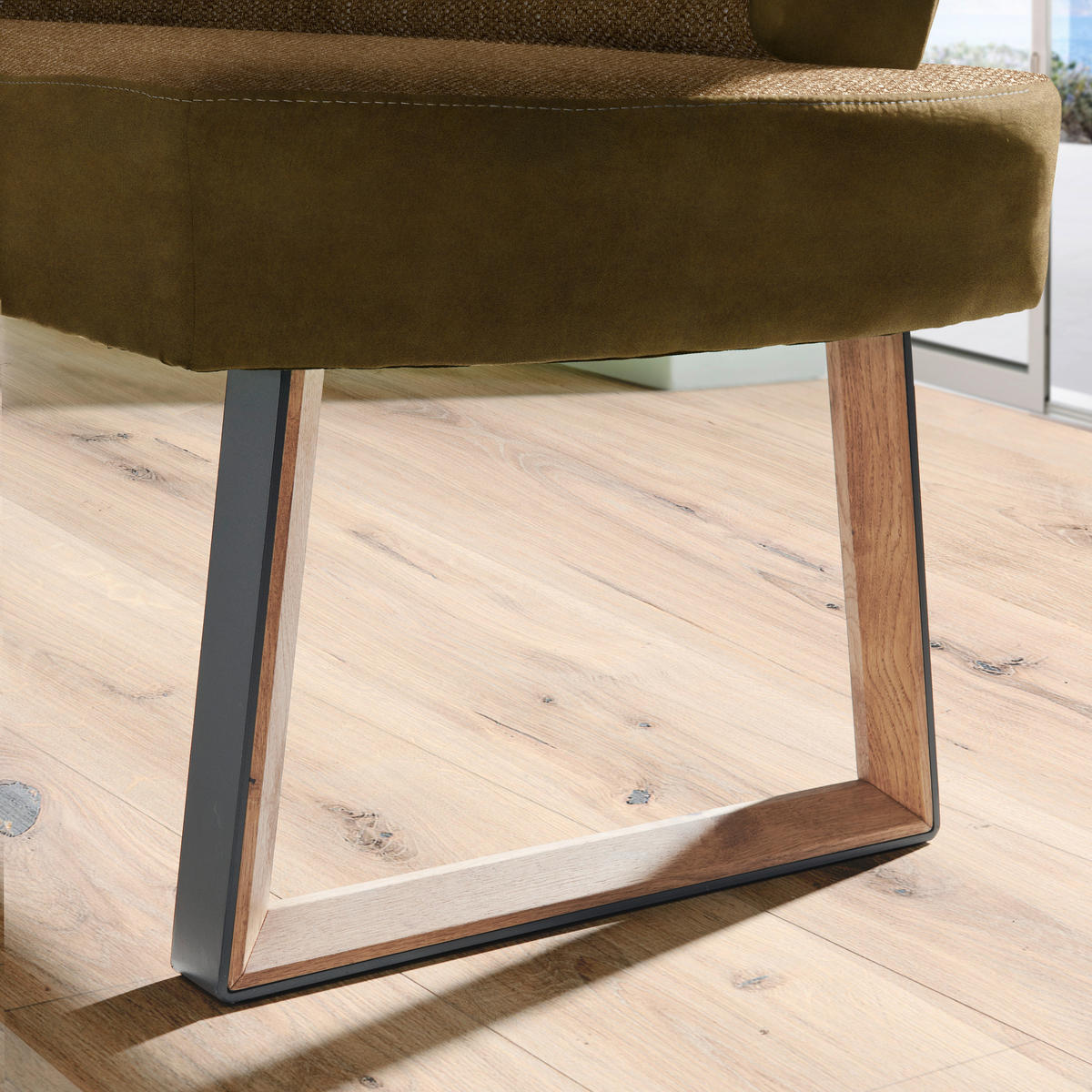 ECKBANK 173/215 cm  in Eichefarben, Cognac  - Eichefarben/Cognac, KONVENTIONELL, Holz/Textil (173/215cm) - Voleo