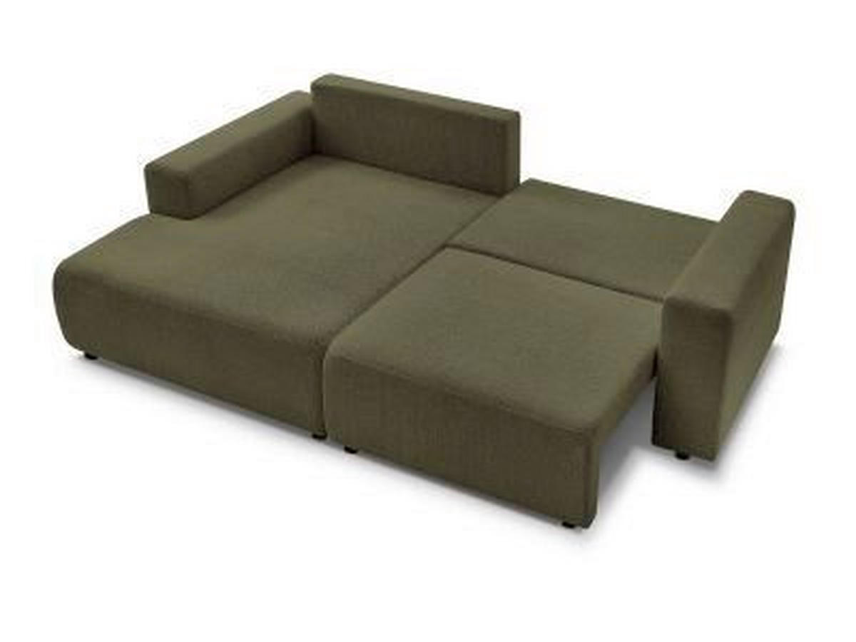 ECKSOFA Ottomane links  ATILLA Grün Flachgewebe  - Schwarz/Grün, MODERN, Kunststoff/Textil (149/244cm)