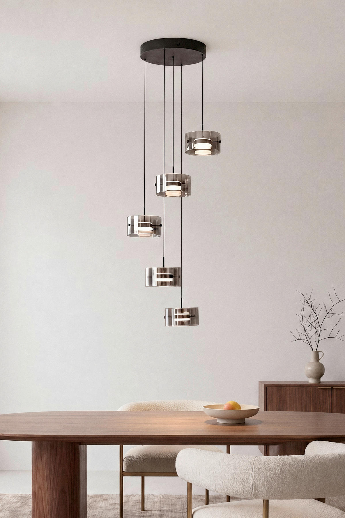 LED-HÄNGELEUCHTE Nusakan 43/150 cm   - Schwarz, Design, Glas/Kunststoff (43/150cm) - Novel