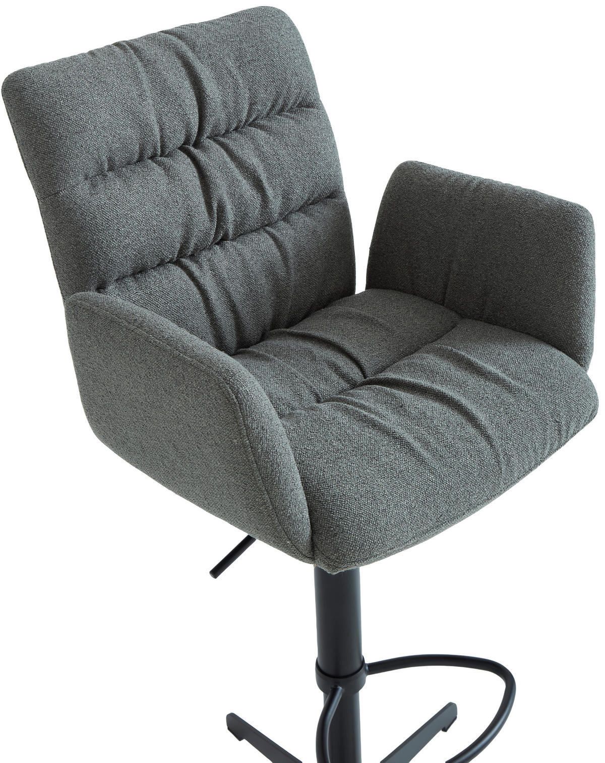 BARHOCKER Leinenoptik Grün, Schwarz Stahl Sitzfläche 360° drehbar  - Schwarz/Grün, Design, Textil/Metall (58/107-125/57cm) - Dieter Knoll