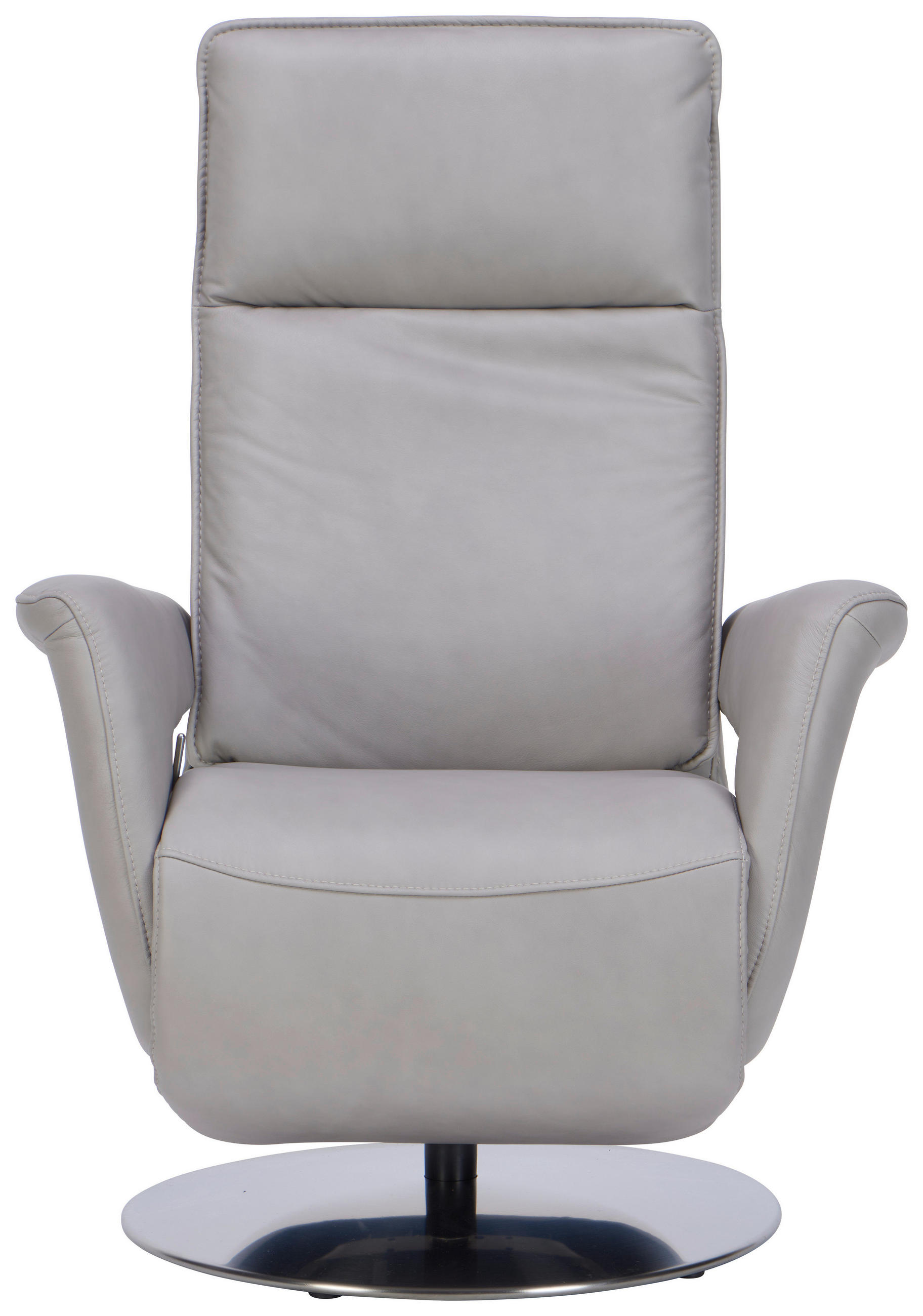RELAXSESSEL in Leder Hellgrau  - Edelstahlfarben/Hellgrau, Design, Leder/Metall (83/112/87cm) - Valdera